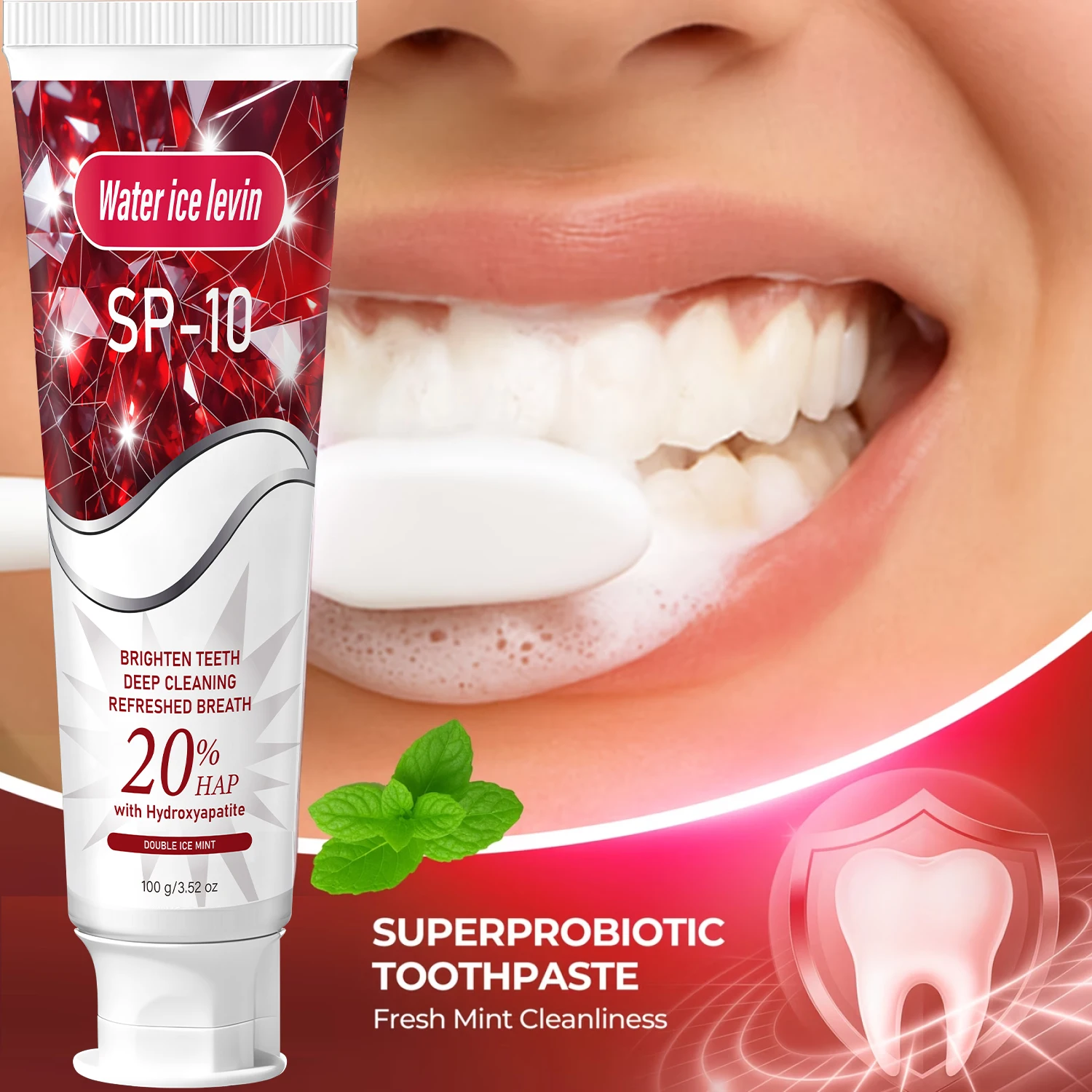 SP-10 Brightening Toothpaste - Deep Cleaning & Stain Remover, 20% HAP Infused, Cool Mint for Fresh Breath & Healthy Smile