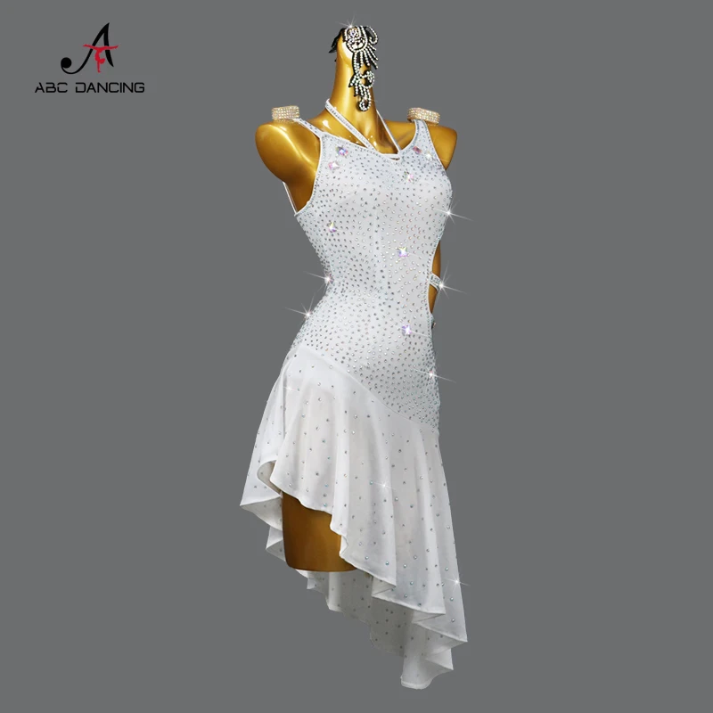 2024 New Ballroom Dress White Latin Dance Women Competition Costume Girl Clothes Line Skirt Female Samba Suit Midi Practice Wear