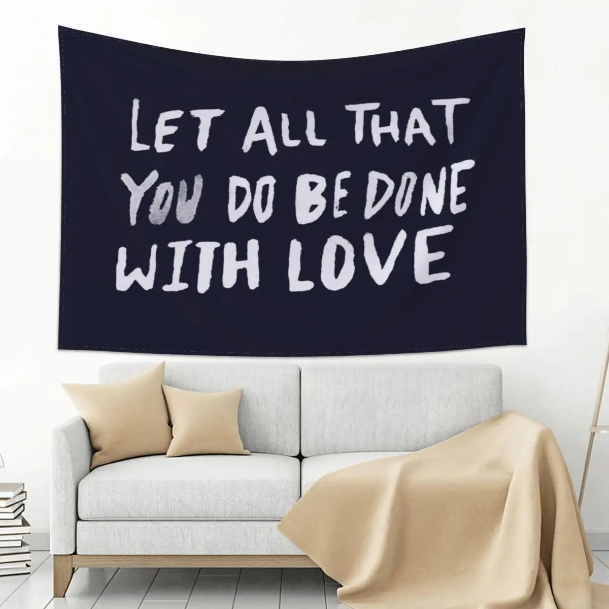 

Let All Be Done With Love x Navy Tapestry Aesthetic Home Decor Decorations For Room Home Decoration Tapestry
