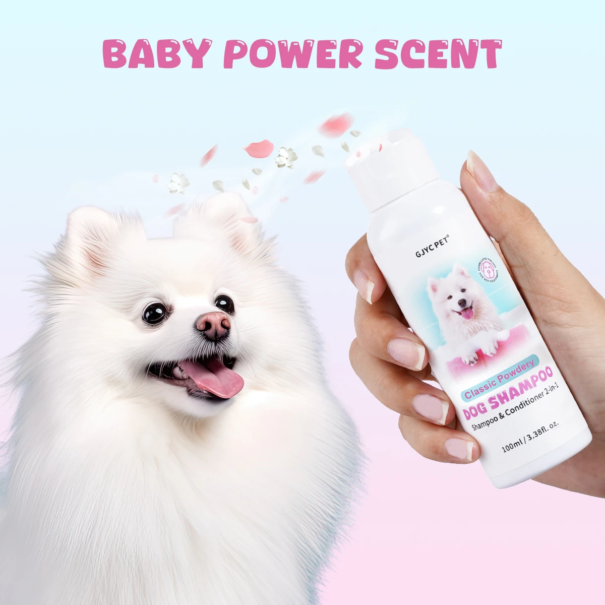 Dog Shampoo and Conditioner 2 in 1 - Baby Powder Scent, Gentle Hypoallergenic, pH Balanced Cleansing for All Breeds