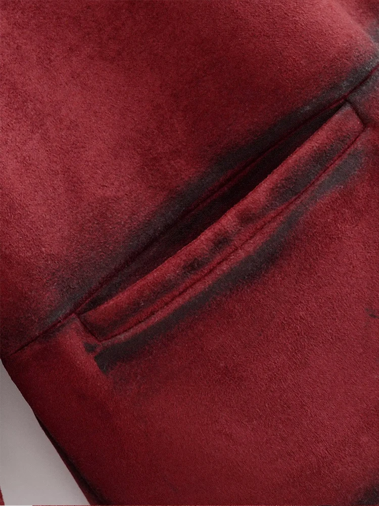 ملابس نسائية جديدة على الطراز الأوروبي والأمريكي، سترة عصرية بسيطة ومتعددة الاستخدامات من جلد الغزال بأكمام طويلة