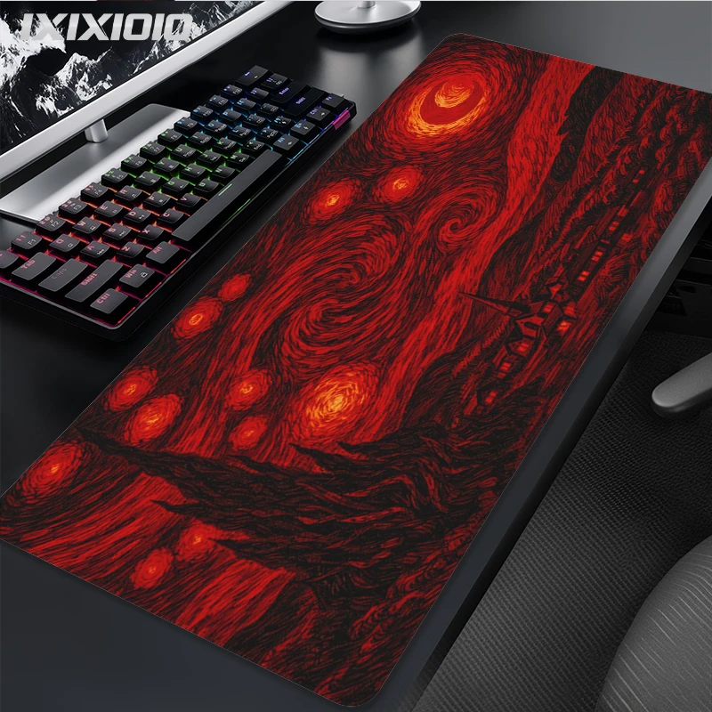 Mouse Pad Red Starry Night Gaming printon demand Home Large HD Mousepad XXL Desk Mats Office Soft Carpet Desktop Mouse Pad