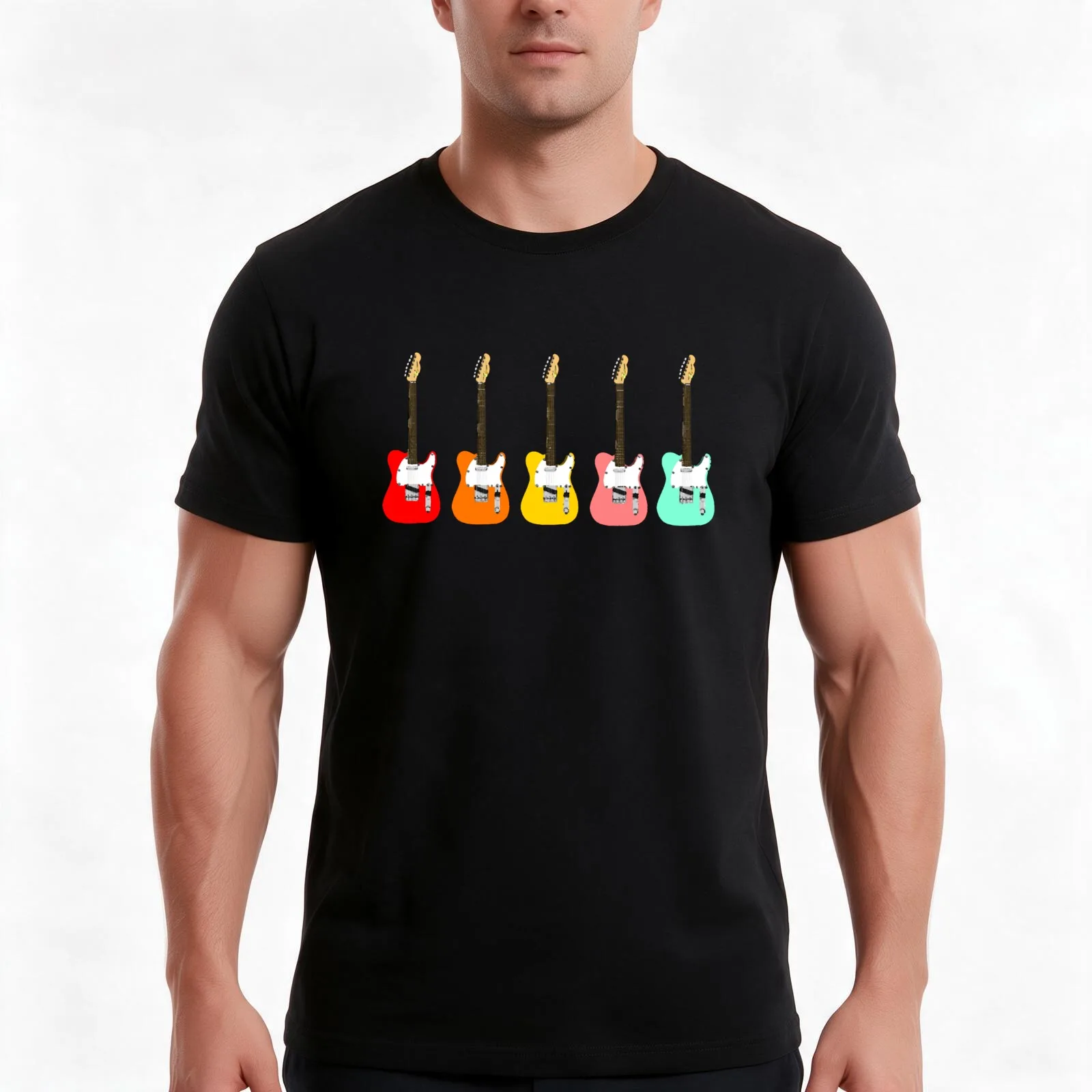 Telecaster Electric Guitars T-Shirt, Vintage Retro Graphic Tee, Unisex Summer Casual Streetwear Top