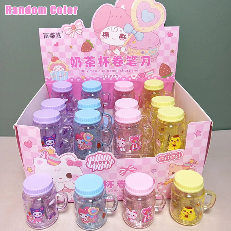 Sanrio Milk Tea Cup temperamatite Hello Kitty Kuromi Melody studenti Cup temperamatite cancelleria materiale scolastico