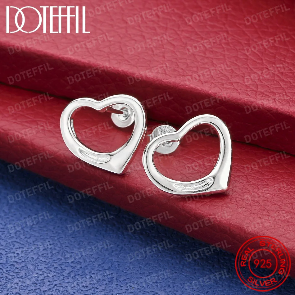 Exquisite 925 Sterling Silver Openwork Heart-Shaped Earrings for Women, Elegant Jewelry for Parties and Weddings