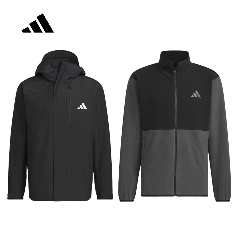 

Куртка adidas унисекс для активного отдыха 3-в-1 с флисовой подкладкой, теплая, ветрозащитная, с капюшоном JM9140