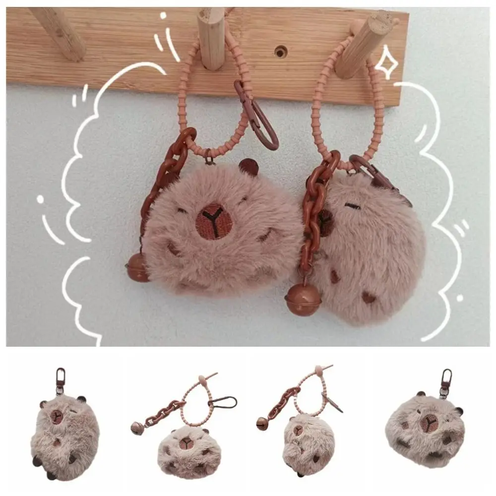 Kawaii Cartoon Capybara Plush Keychain Plush Stuffed Soft Bag Name Tag Toys Guinea Pig Pendant Kids