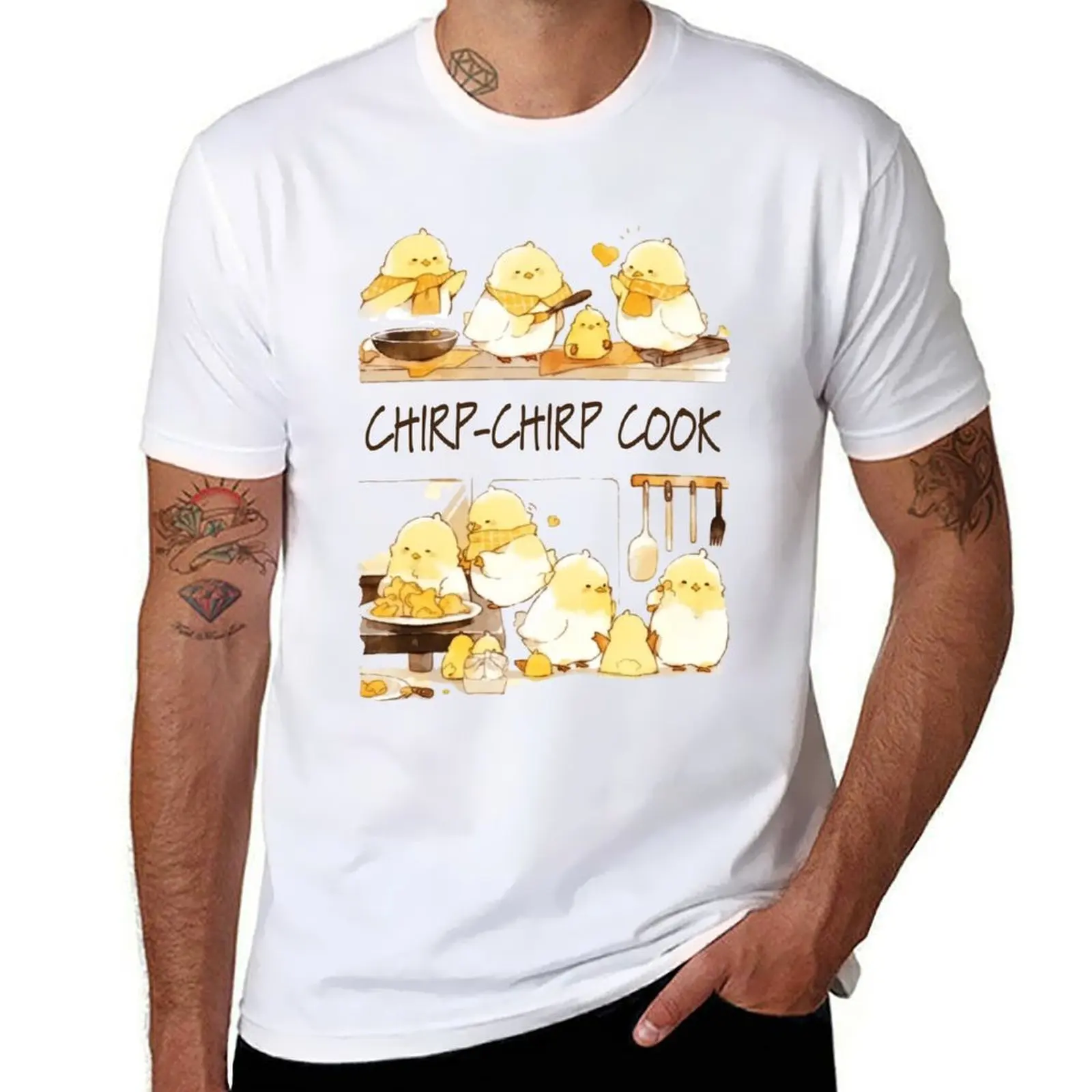 Kawaii Little Chicks Cooking - Chirp-Chirp Cook T-Shirt anime tshirt anime clothes luxury clothes men