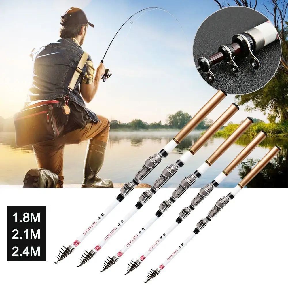 

2.1M 1.8M 1.5M New Mini Telescopic Fishing Pole Fishing Tackle Adjustable Fishing Rod Carbon Fiber Stream Hand Pole