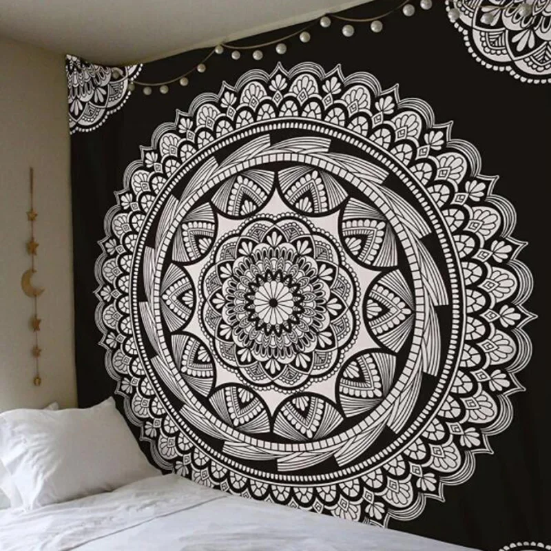150cm Mandala Print Tapestry Wall Hanging Carpet Throw Yoga Beach Mat Blanket Large Sleeping Pad Wall Art Tapestry Decorations