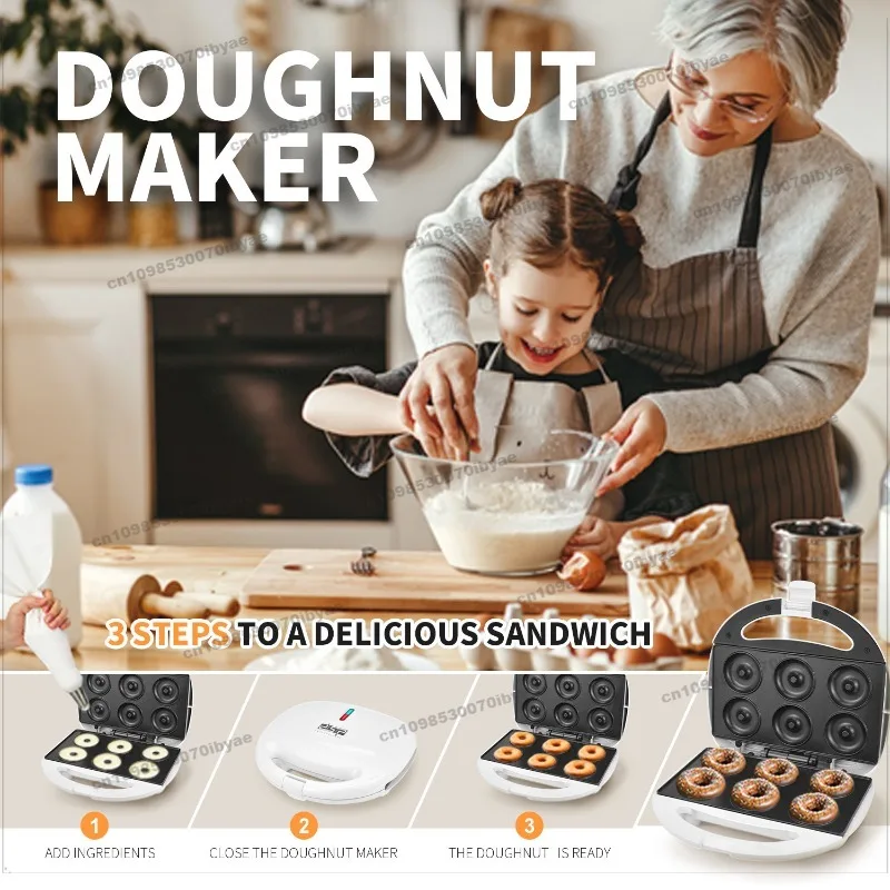 Suitable for Donuts Internet Celebrity Cake Round Cake Breakfast Machine Bread Waffle Light Food Machine US Standard Plug 110V