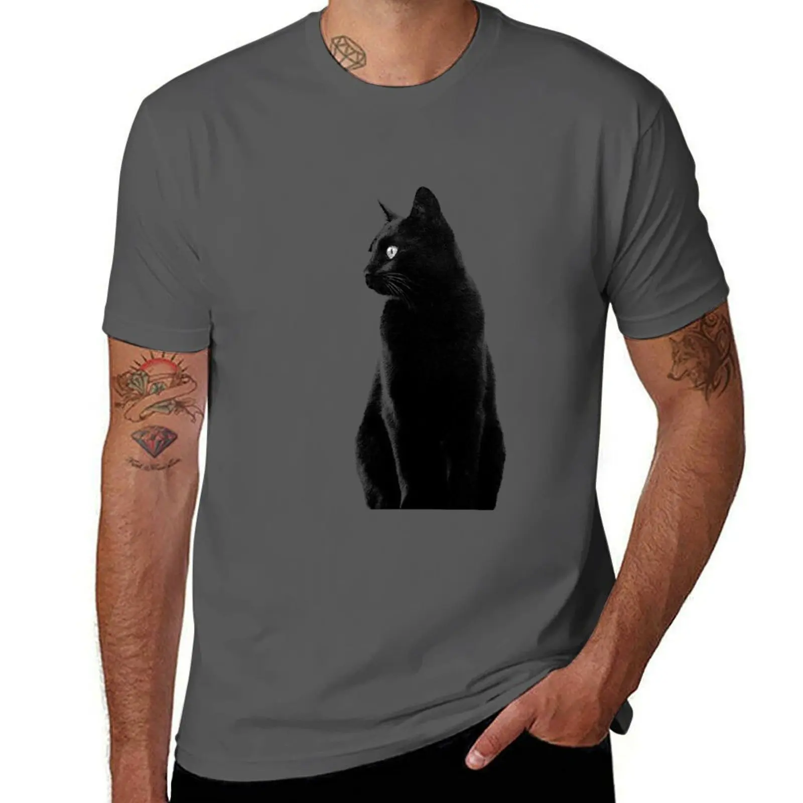 

MINIMAL ANIMAL / Black Cat T-Shirt korean fashion gifts for boyfriend anime tshirt sweat shirts, men