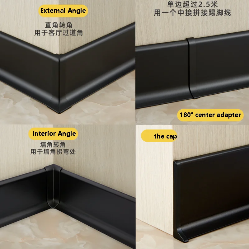 Ultra-Thin Aluminum Profile Skirting Line Narrow Double-Layer Buckle Channel Hidden Floor Corner Wall Linear Baseboard H8/6CM