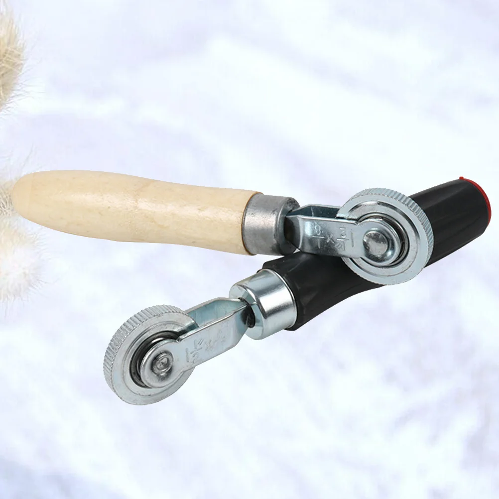 

2Pcs Tire Filling Compaction Roller Durable Wooden Plastic Handle Metal Wheel Easy Use Labor Saving Car Tyre Repair Tool