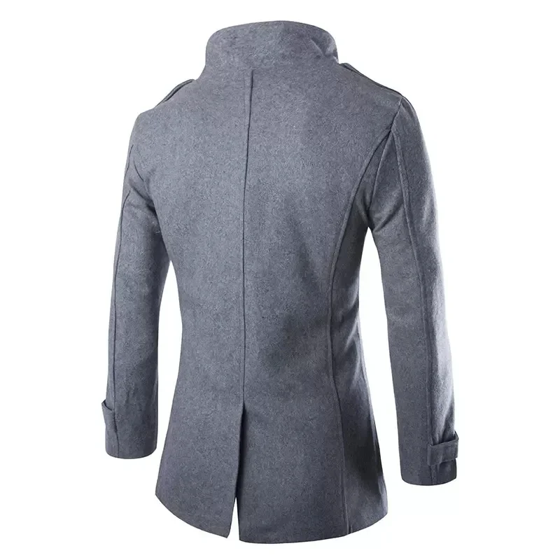 2023 Autumn Men Boutique Black Gray Classic Solid Color Thick Warm Coats Men's Extra Long Trench Coat Male Jacket