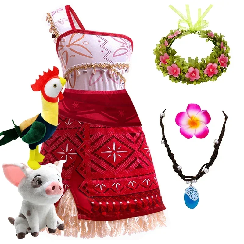 Moana 2 vestido 2025 oceano aventura meninas festa de aniversário crianças princesa roupas vintage pintainho porco conjunto moana vestir-se traje 2-12t