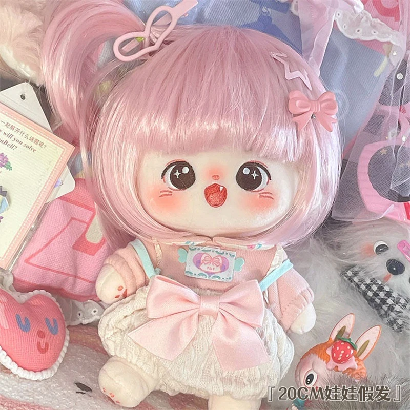 

20cm cotton doll doll doll wig pink little bob head wig