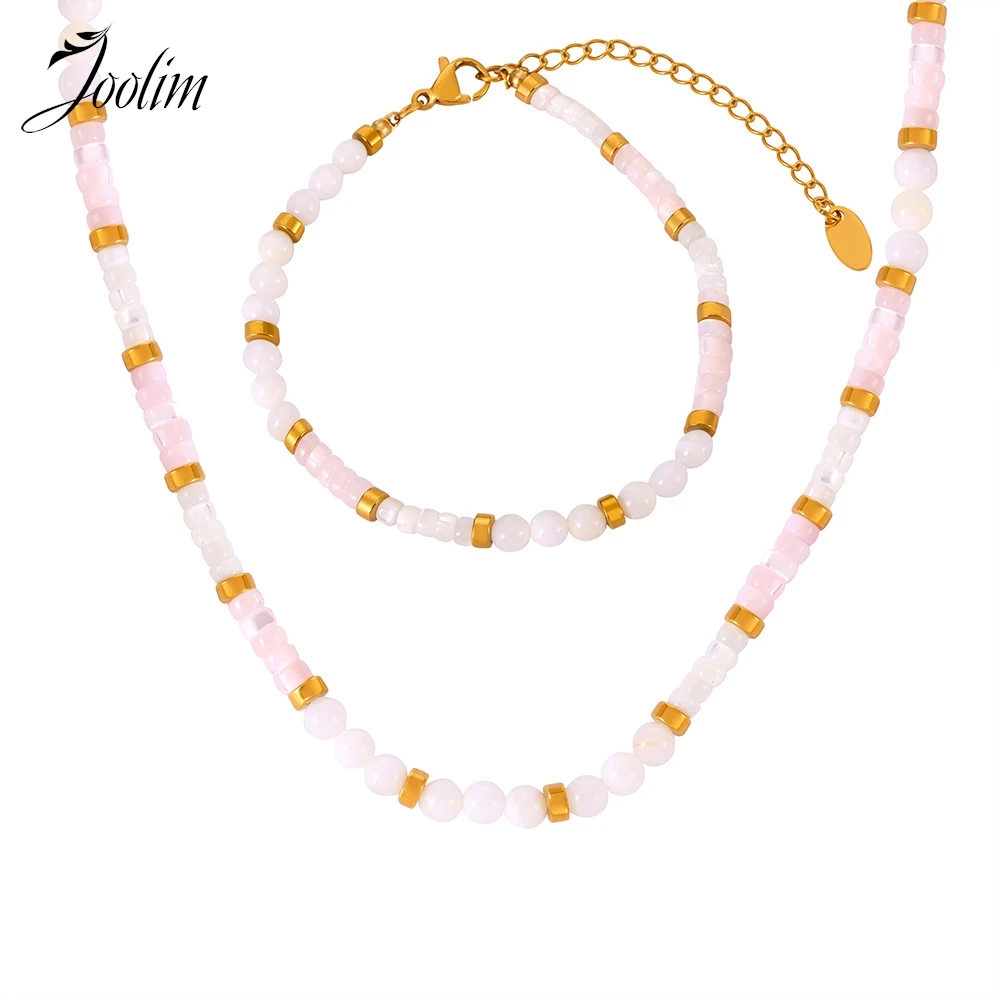 Joolim Jewelry Wholesale Waterproof Fashion Elegant Temperament Gentle Shell Beaded Designer Stainless Steel Necklace for Women