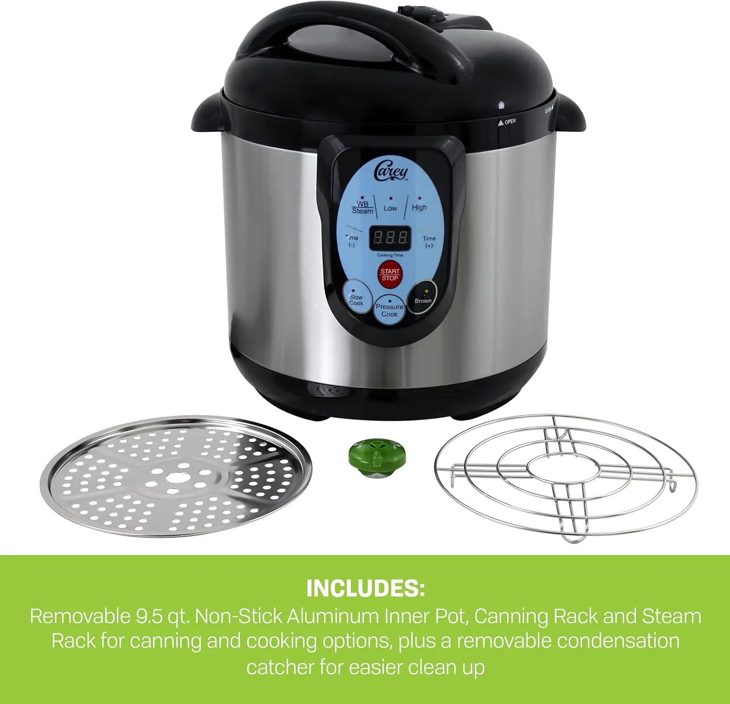 كاري DPC-9SS قدر الضغط الكهربائي الذكي والعلبة، ستانلس ستيل، 9.5 كيو تي