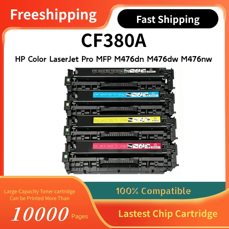 312A CF380A CC530A CE410A Toner Cartridge Compatible for HP Color LaserJet Pro MFP M476dn M476dw M476nw M451 M375 CRG-318 CR-418