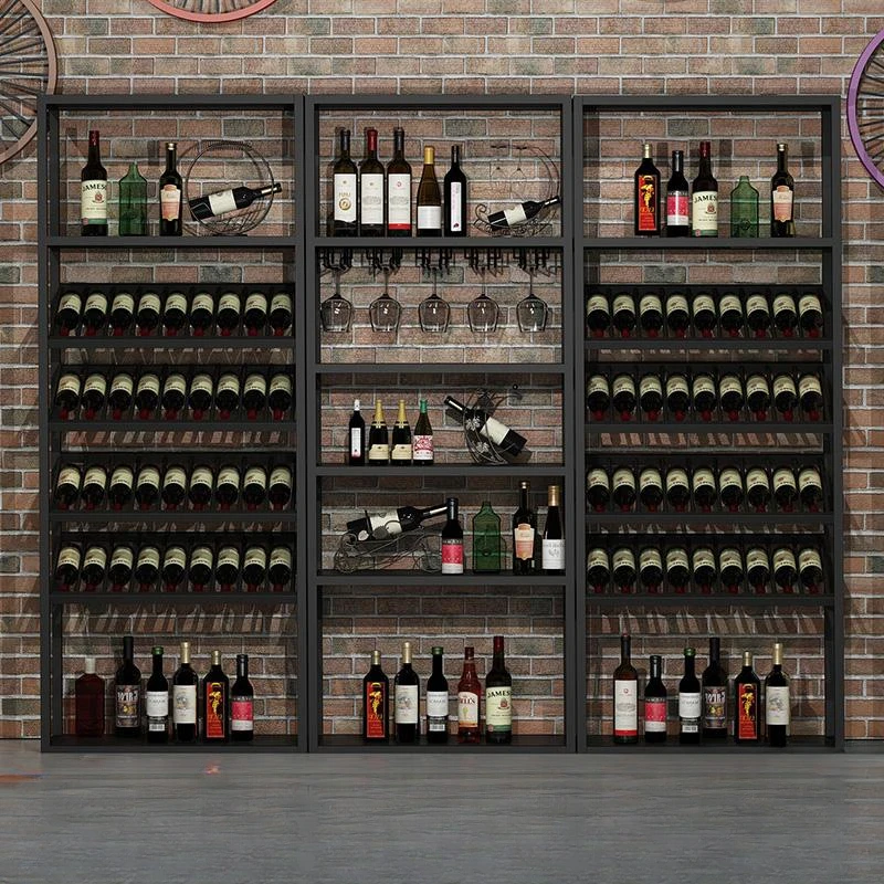 Bar industriale portabottiglie in legno cantina attrezzature per ristoranti armadio per fattoria angolo in vetro moderno Stojak Na Wino Rack Buffet