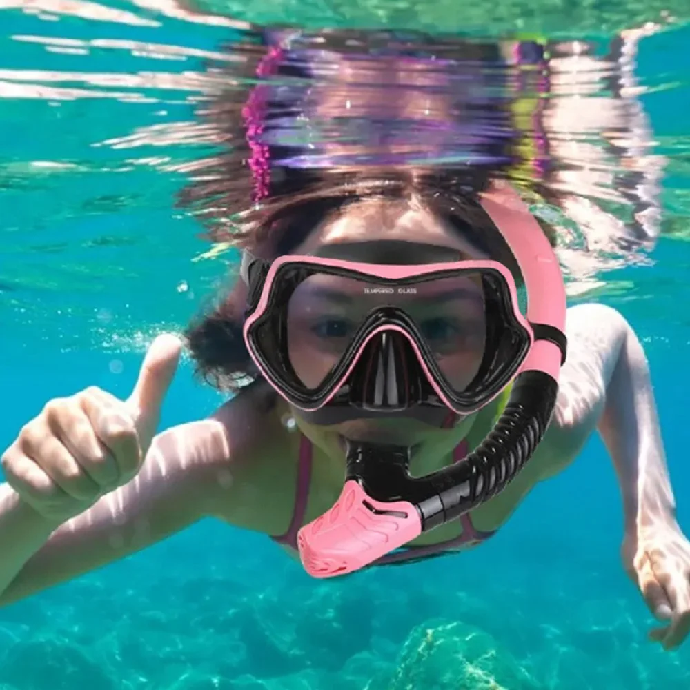 Tauchmaske Schnorchelset für Erwachsene, gehärtetes Glas, professionelle Panorama-Schnorchelausrüstung, Schwimmtraining, Schnorchelset – Detail 1