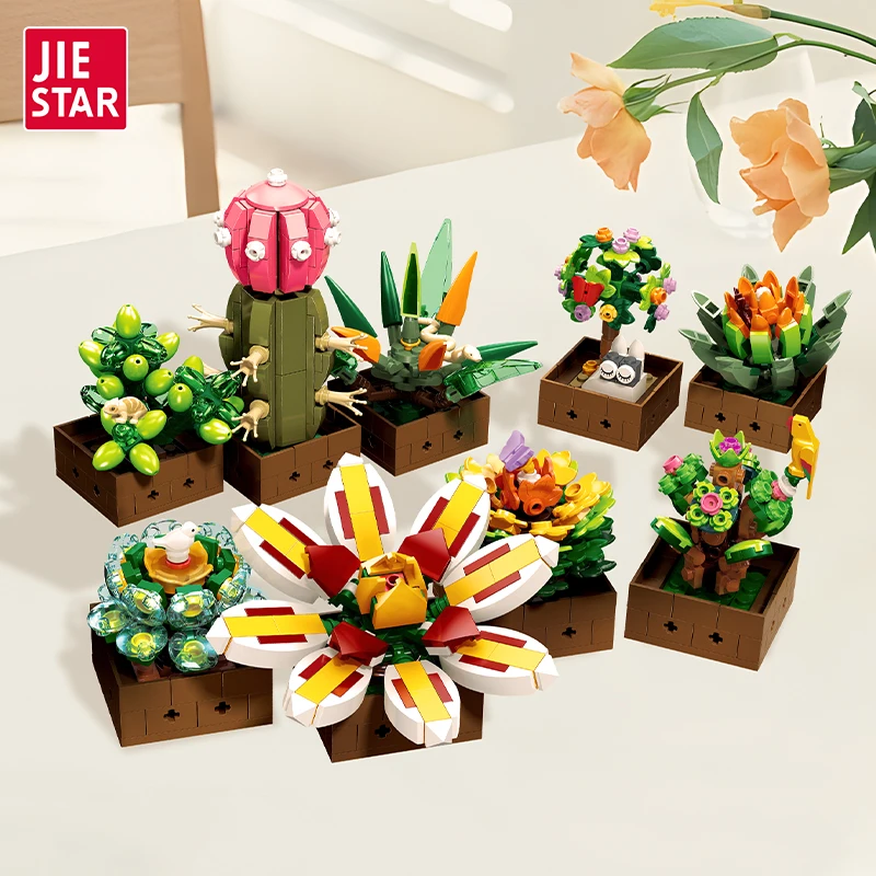 

Succulent Potted Plants DIY Toys Simulation Building Blocks Artificial Flowers Bonsai Set Decor for Adults Children