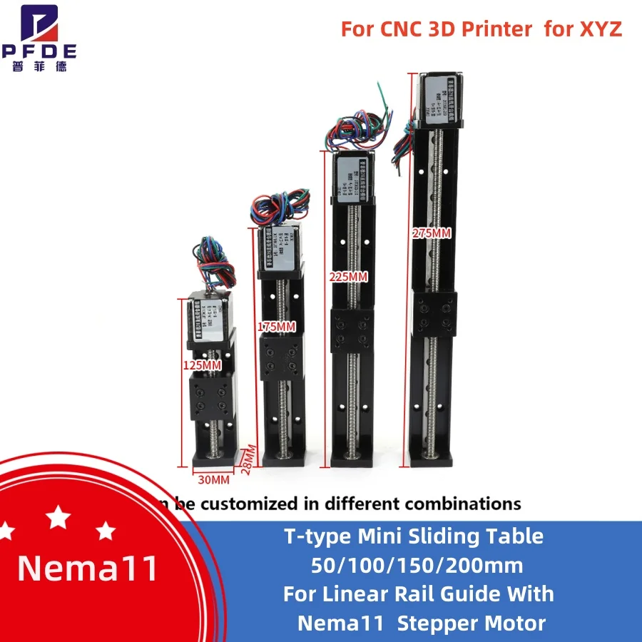 

Мини-слайдерный стол с ходом 50-200 мм, Т-образный, для ЧПУ, линейная направляющая, платформа для перемещения, шаговый двигатель, DIY для XYXZ