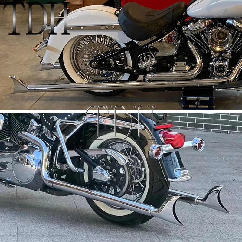 Motorcycle Exhaust Pipe 33/36/39/42 inch Fishtail Exhaust Mufflers For Harley Softail Slim Fat Boy Heritage Deluxe Rocker 07-17