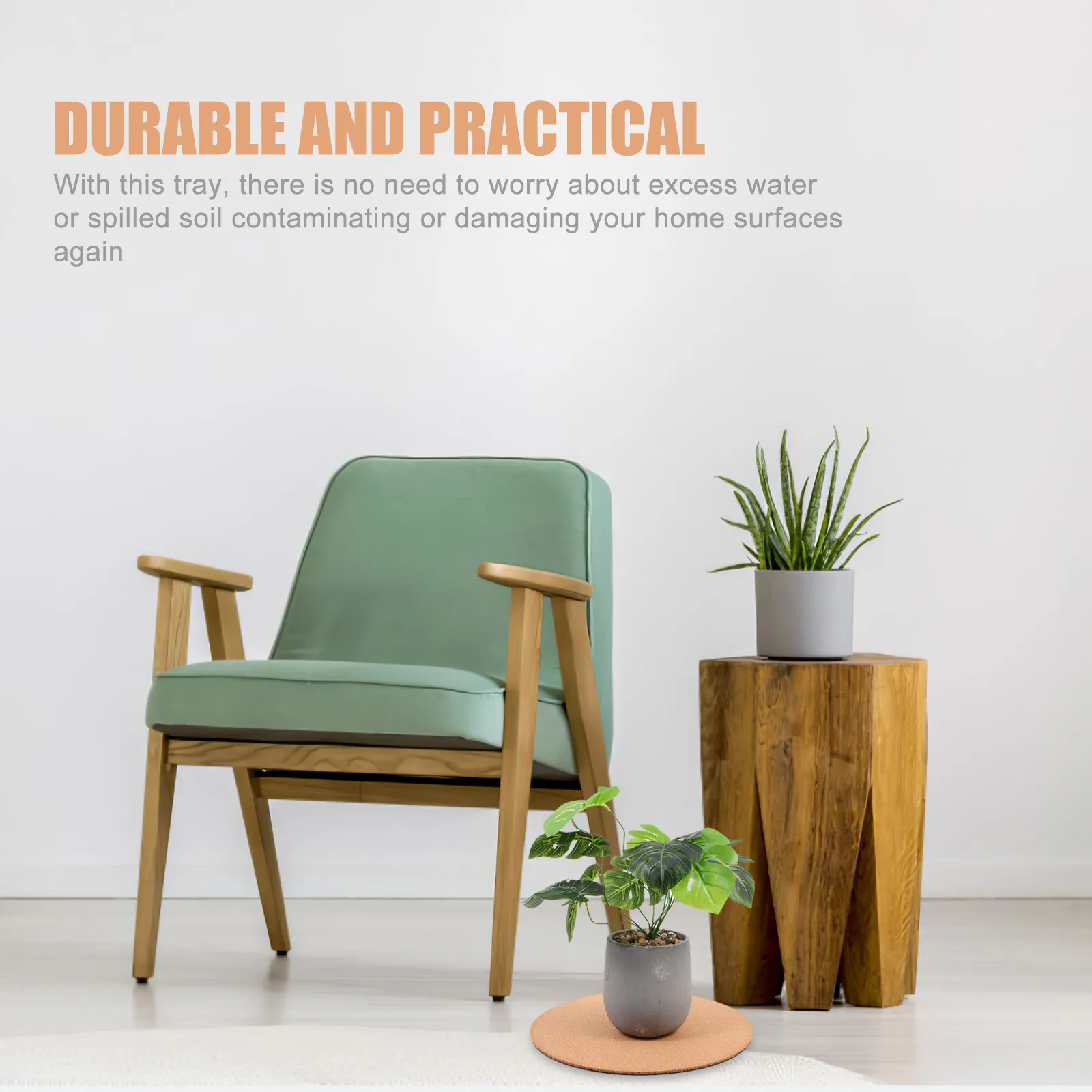 2Pcs Cork Plant Mat Flowerpot Pad Saucer for Indoor Outdoor Gardening Water Drainage Protection Non-Slip Cushion Tray