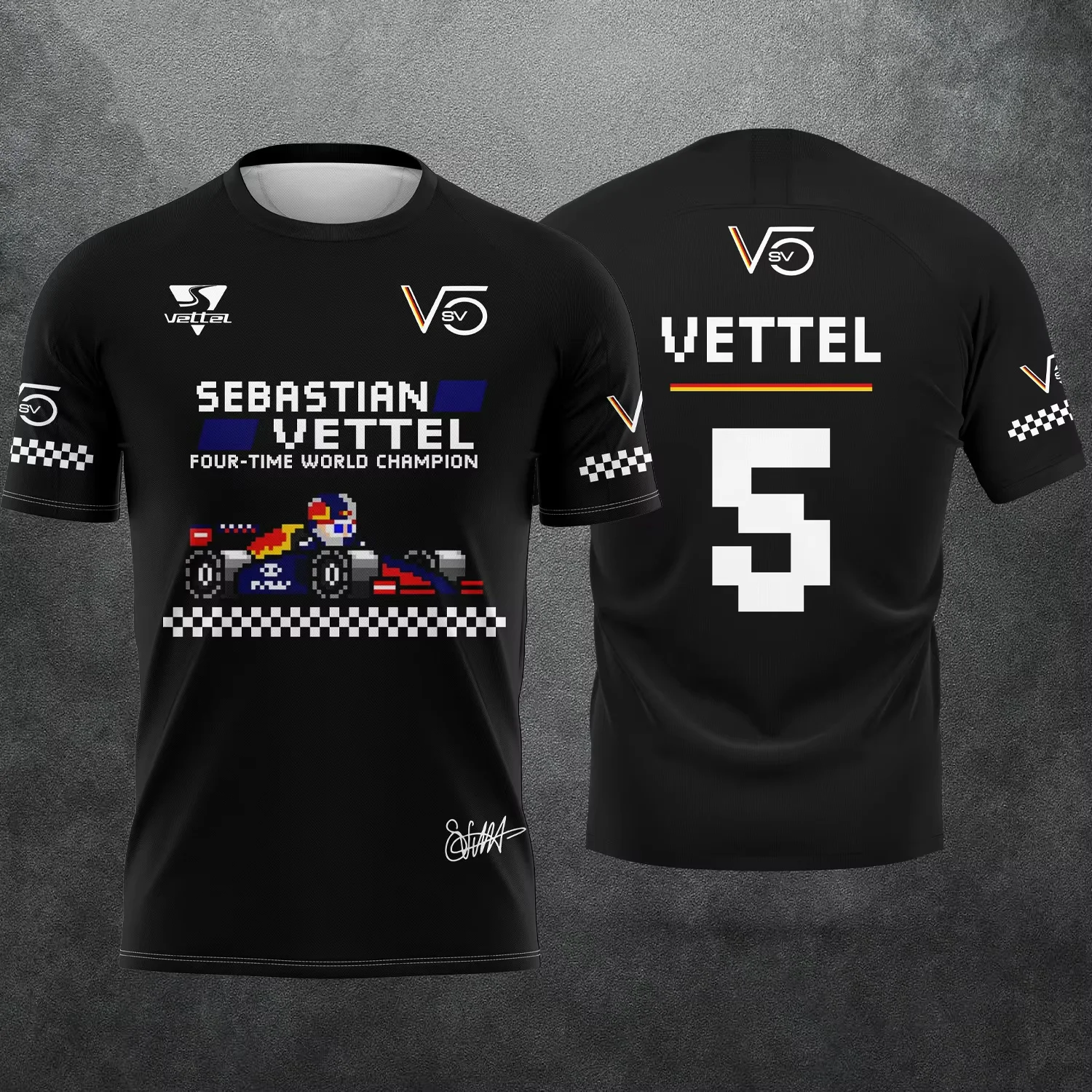 2026 New Hot # 5 Driver Sebastian Vettel Fan Unisex Summer Breathable Loose Oversized Extreme Racing Sports Top T-shirt