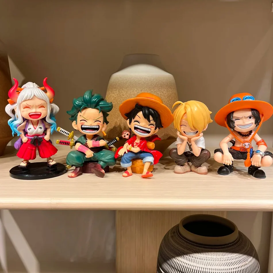 10cm Q-version One Piece Anime Figure Nika Luffy Zoro Sanji Ace