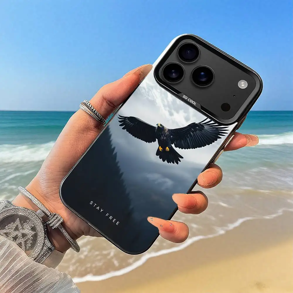حافظة هاتف Eagle Hawk Falcon Bird حافظة سوداء لهاتف iPhone17,16,15,14,13,12,Pro,Max,Plus,E,SE4,Air,Mini