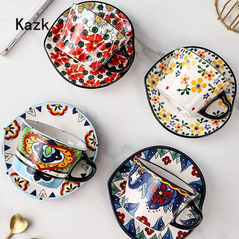 Polish Classical Ceramic Coffee Cup Set High-end Exquisite Couple Mug with Dishes Home Office Afternoon Tea Turkish Coffee Cups