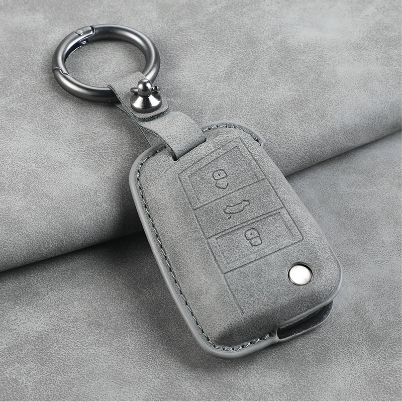 Leather Car Flip Key Case Cover Shell for VW Volkswagen Polo Golf Passat Beetle Tiguan Skoda Octavia Kodiaq Seat Leon Altea