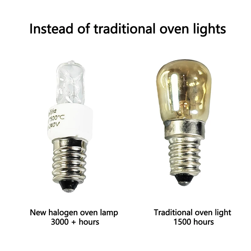 25W/40W E14 เตาอบหลอดไฟ 220-240V ปลอดภัยหลอดฮาโลเจนเตาอบอุณหภูมิสูง 500 ℃   หลอดไฟไมโครเวฟสําหรับเครื่องเป่าแบบทนทาน