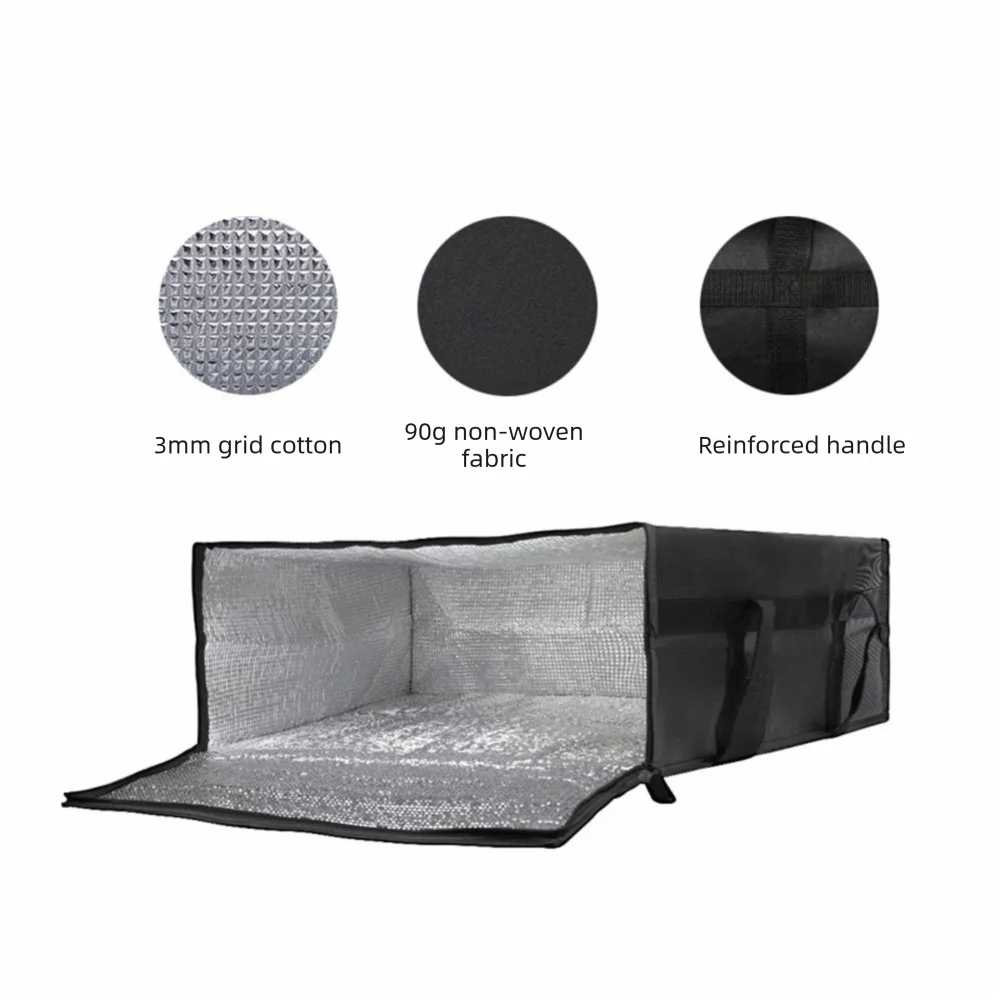 Dual Zippers Pizza Carrier Bag Waterproof Non-Woven Fabric Food Delivery Bag Fresh Keeping Fully Insulated