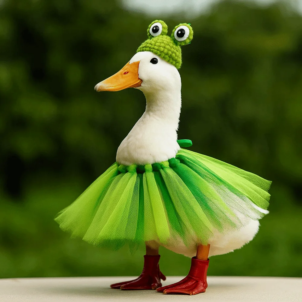 

Adjustable Porch Goose Costume Colorful with Hat Christmas Duck Outfits Hand-Hooked Halloween Goose Decoration Seasonal Decor