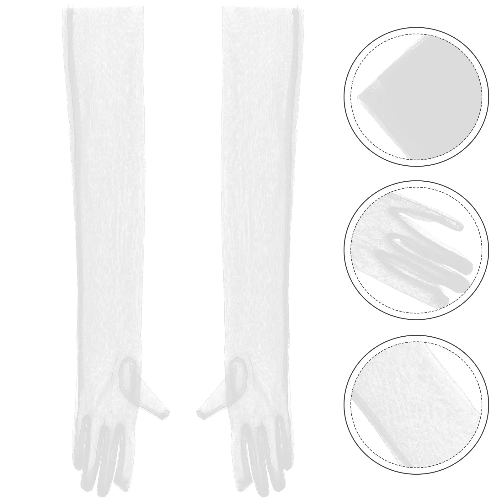 1 par de guantes finos transparentes de malla blanca, guantes elegantes ultralargos y transpirables para bodas, ocasiones formales nupciales, formales largos para mujeres