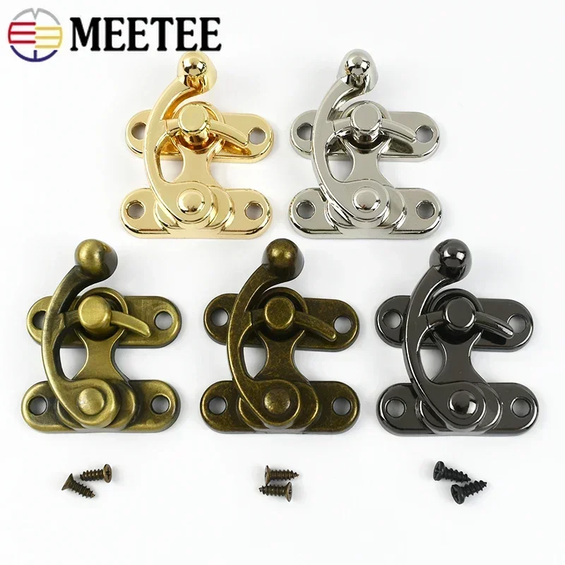 

1-5Pcs Die-cast Latch Buckle Retro Brass Lock Buckles Wooden Box Gift Case with Screw Women Bag Hasp Hook Closure Accessories