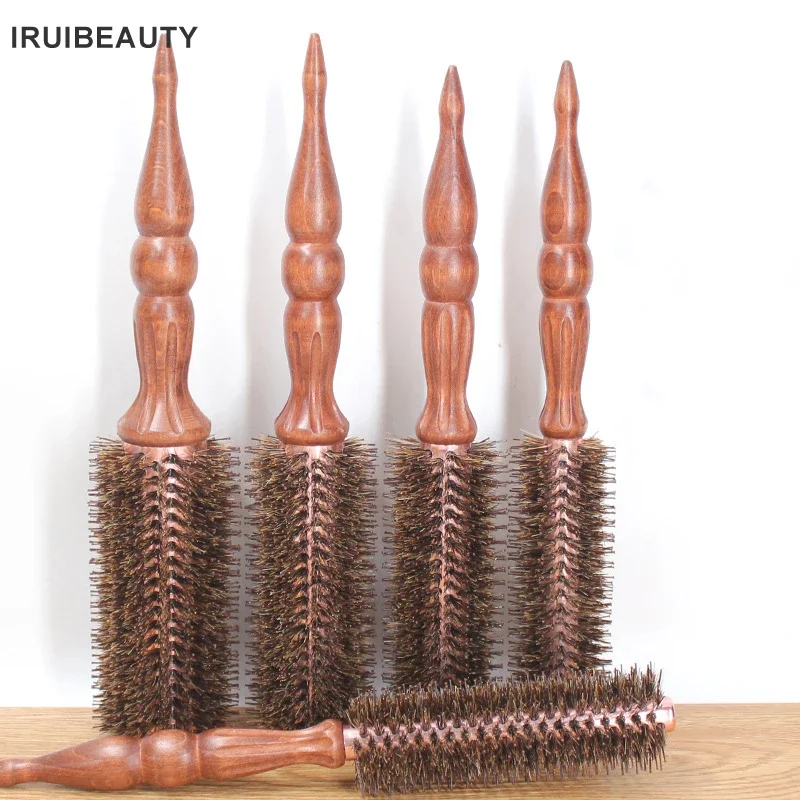 

Pig Bristles Hairdressing Roll Aluminum Cylinder Hair Comb Anti-Static Smooth Hair Massage Roller Comb Salon Hair Styling