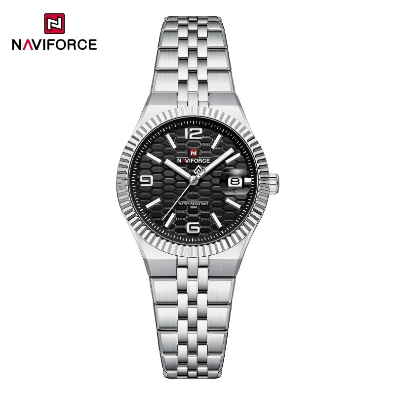 Reloj deportivo de cuarzo NAVIFORCE para mujer, pulsera de acero de alta calidad, relojes de pulsera impermeables para mujer, Reloj romántico para mujer NF5079