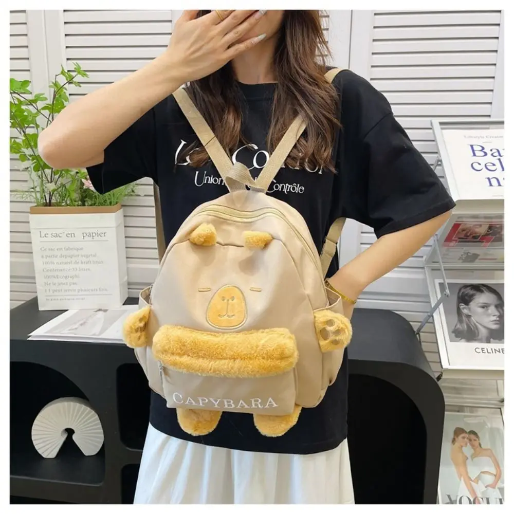 モルモットぬいぐるみバッグカピバラぬいぐるみバックパック大容量綿漫画ショルダーバッグかわいいファッションカピバラぬいぐるみバッグユニセックス