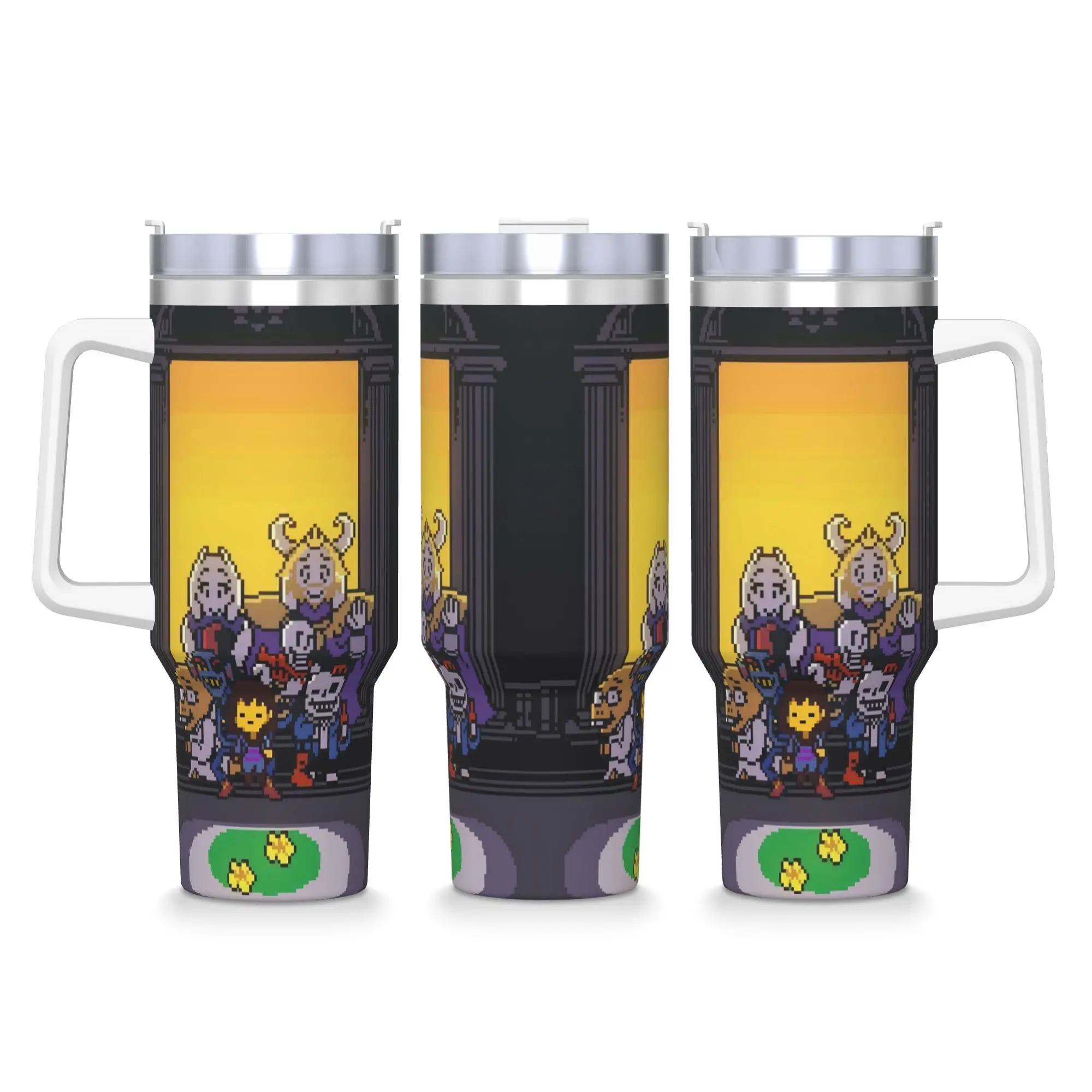 40OZ Stainless Steel Tumbler Game Undertales Thermal Cups Sans Papyrus Portable Cold and Hot Mugs Cup Beach Water Bottle