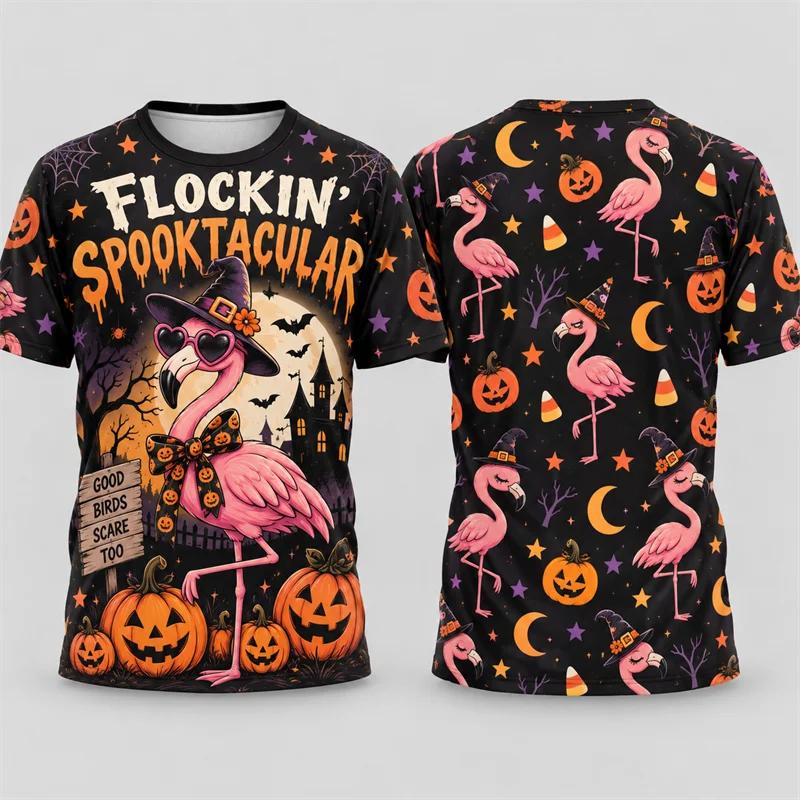 Cute Halloween Animal 3D Print T Shirt Men Women Chameleon Corgi Flamingo Koala Goat Penguin Hamster Owl Short Sleeve Party Tees