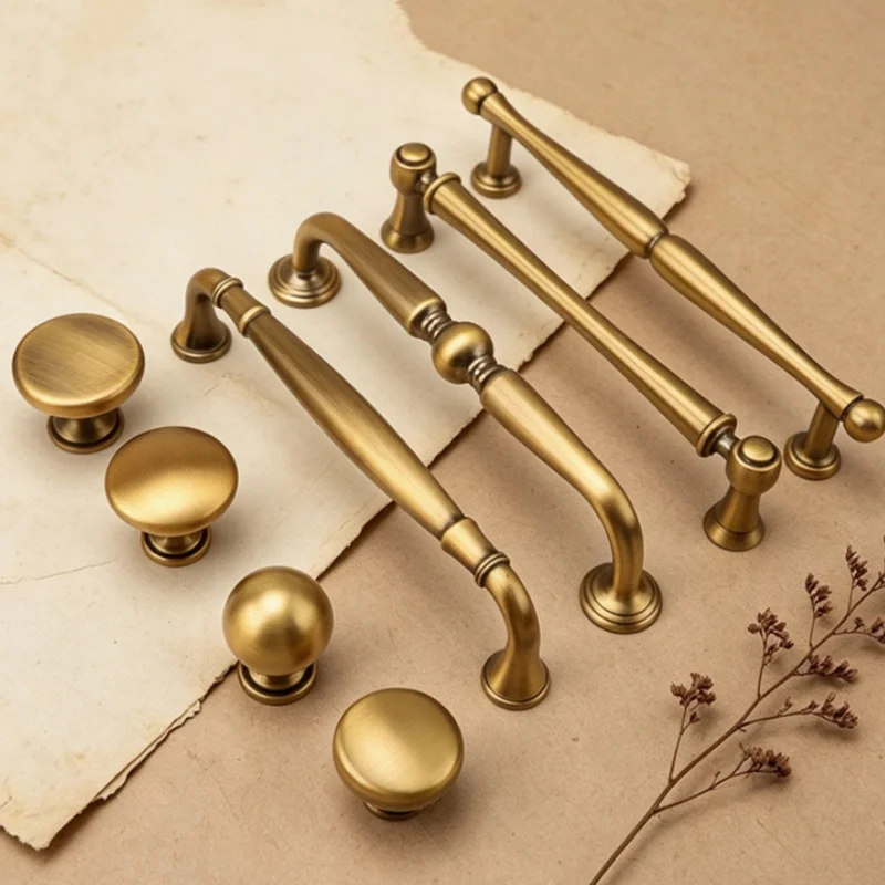 France Vintage Cabinet Handles Brozne Cupboard Wardrobe Door Pulls Kitchen Accessories Retro Drawer Knobs For Furniture Handles
