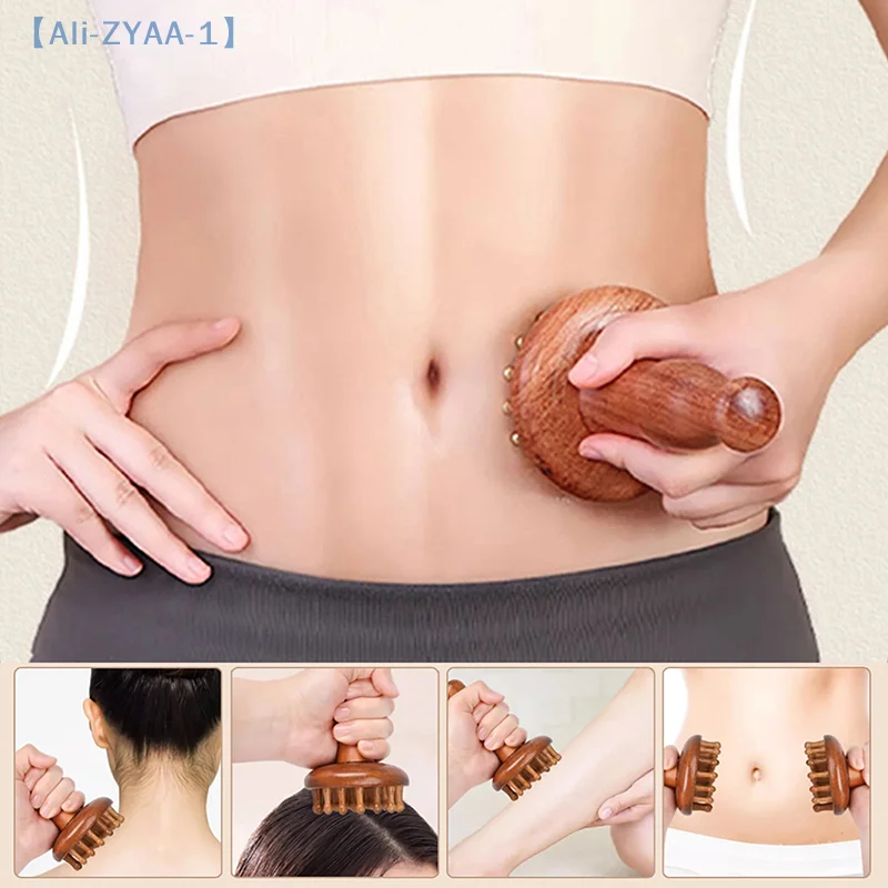 

【ZYAA-1】Multi-Functional Wood Therapy Massage Comb Scalp Head Massager Natural Wood Circular Tooth Guasha Scraping Body Massager
