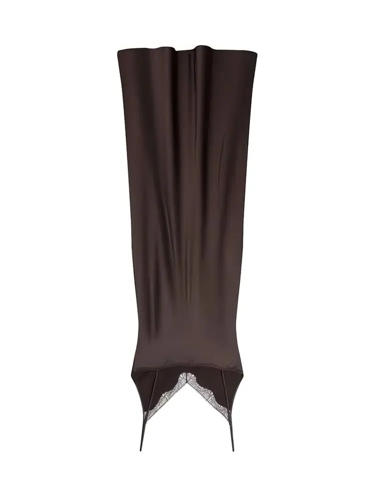 HH 여성 섹시 슬림 스플라이스 레이스 드레스 민소매 백리스 장식 지퍼 여성 봄 패션 V넥 슬링 미디 드레스