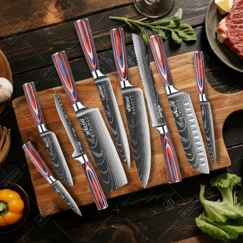 Professional Kitchen Chef's Knife Damascus Japanese Santoku Slicing Knife Meat Cleaver Stainless Steel Butcher Knife with Box image 2