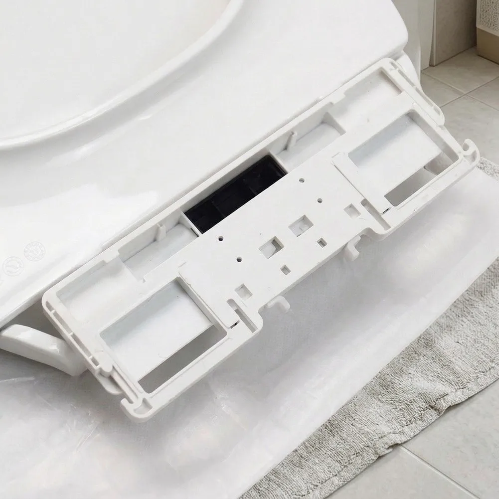 Standard Toilet Seat Lid Retention Plate with Plastic Buckle Fastener and Expansion Screws for Secure Assembly